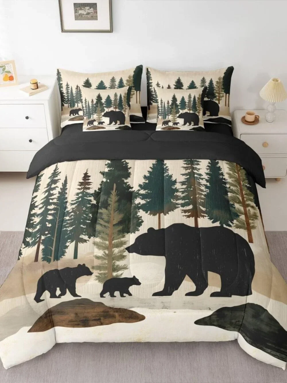 Rustic Bear Queen Comforter Set with Sheets for Kids Boys Girls Country Farmhous